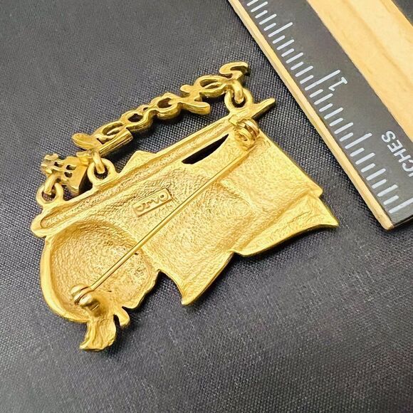 Vintage Teacher Gifts AJC Red Apple #1 Teacher Brooch Pin Gold Tone Large 4090 - Picture 10 of 11